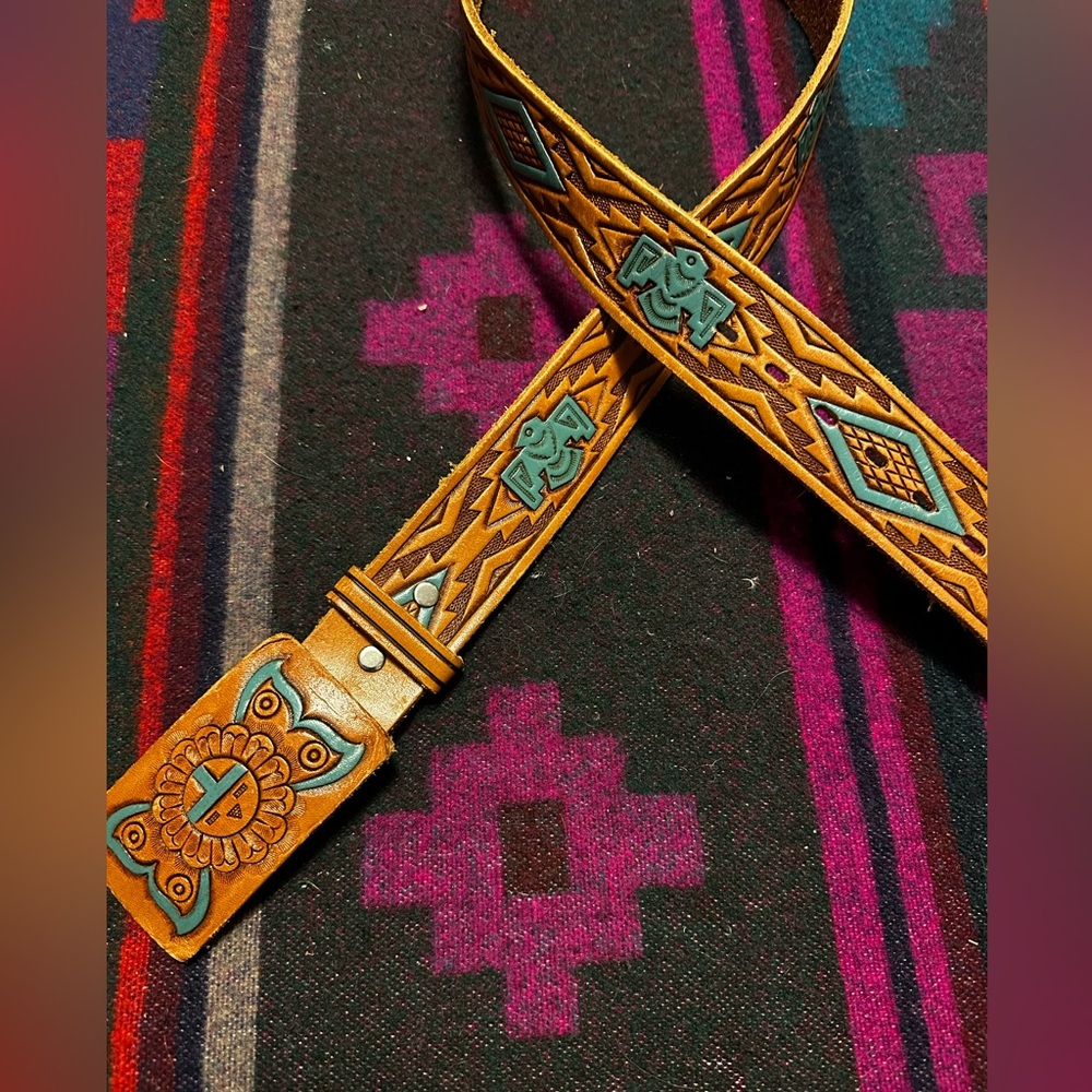 Vintage Hand Painted Leather Belt